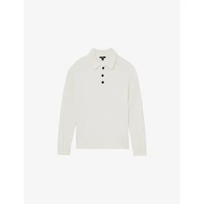 Reiss Mens Winter White Evesham Cable-knit Wool-blend Jumper In White