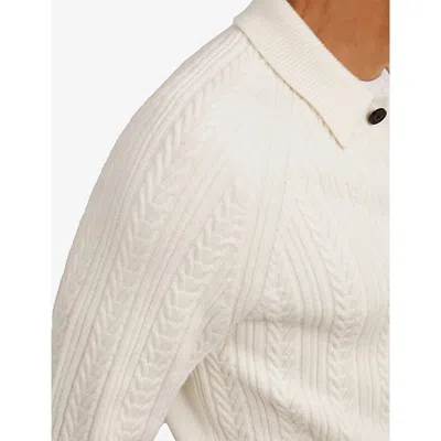 Reiss Mens Winter White Evesham Cable-knit Wool-blend Jumper In White