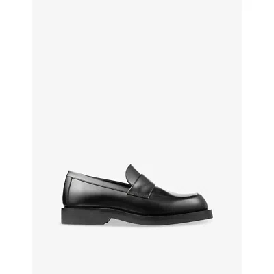 Jimmy Choo Womens Black Buff Slip-on Leather Loafers In Black