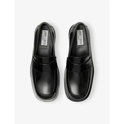 Jimmy Choo Womens Black Buff Slip-on Leather Loafers In Black