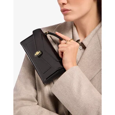 Bvlgari Womens Black Serpenti Forever Leather Phone Cas In Multi