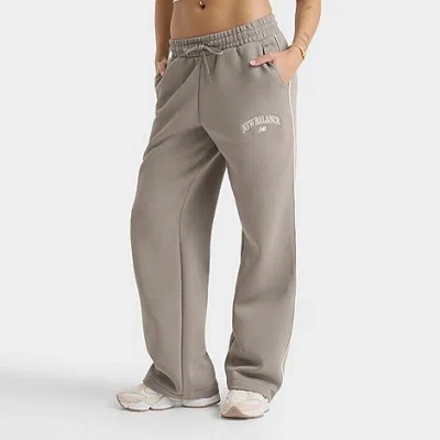 New Balance Women's Varsity Wide-leg Fleece Jogger Pants In Gray