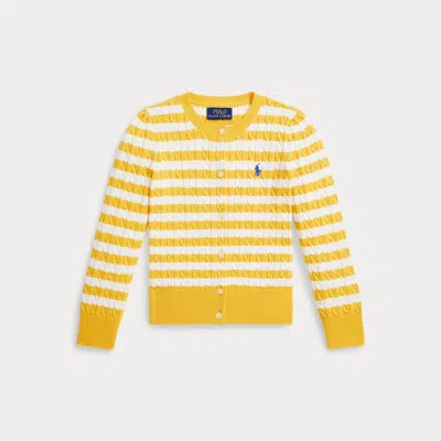 Polo Ralph Lauren Ralph Lauren Striped Mini-cable Cotton Cardigan In Yellow