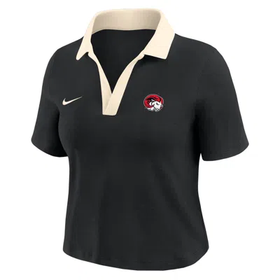 Nike Women's College (winston-salem State University) Short-sleeve Polo Crop Top In Black