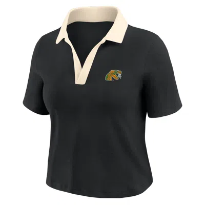Nike Women's College (florida A&m University) Short-sleeve Polo Crop Top In Black