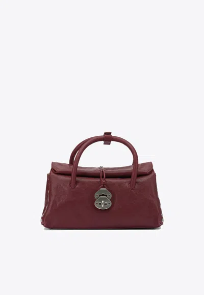 Zanellato Small Dotta Smooth Leather Top Handle Bag In Burgundy