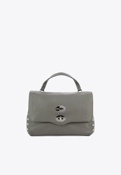 Zanellato Small Postina Tumbled Leather Shoulder Bag In Gray