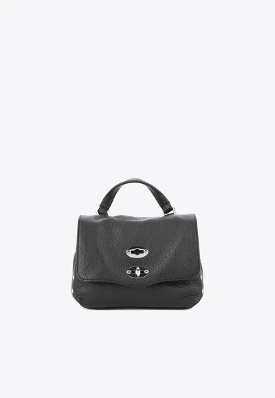 Zanellato Baby Postina Tumbled Leather Shoulder Bag In Black