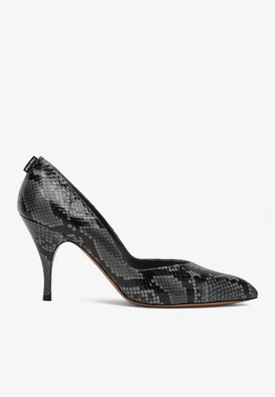 Miu Miu Ardesia 85 Python Print Leather Pumps In Multi