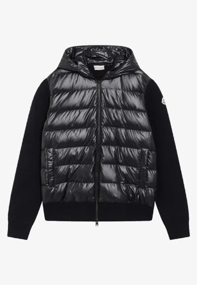 Moncler Quilted Shell-panelled Virgin Wool And Cashmere-blend Down Jacket In Black