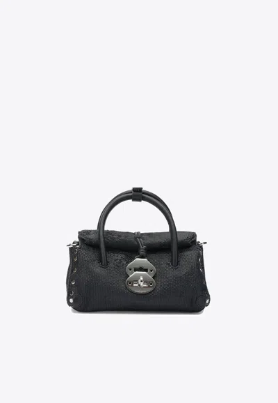 Zanellato Baby Dotta Leather Top Handle Bag In Black