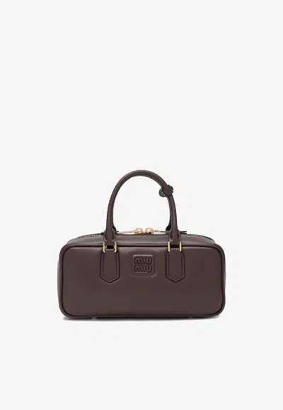 Miu Miu Large Arcadie Top Handle Bag In Brown