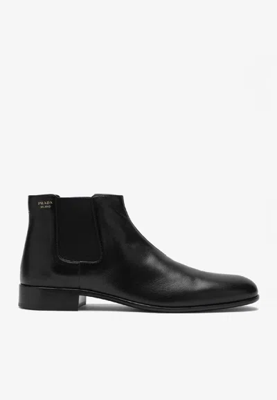 Prada Ankle Boots With Elastic Side Panels In Black