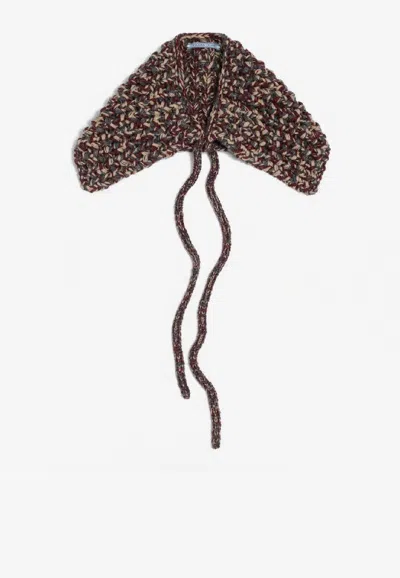 Prada Cashmere-blend Knitted Collar In Brown