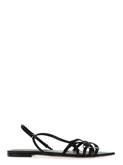 Nensi Dojaka Satin And Leather Sandals In Black
