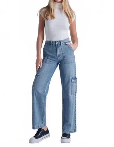 Hidden Logan High Waist Wide Leg Dad Jeans In Medium Blue In Multi