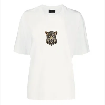 Loveist Store Women's White Tiger Embroidery Tshirt In White
