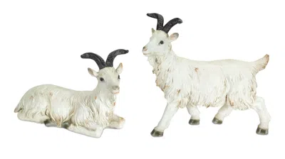 Hivvago Rustic Mountain Goat Figurine (set Of 2) In White