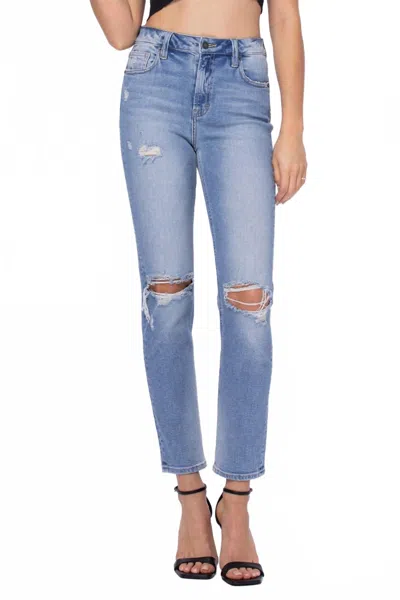 Hidden High-rise Classic Distressed Mom Jean In Medium Wash In Blue