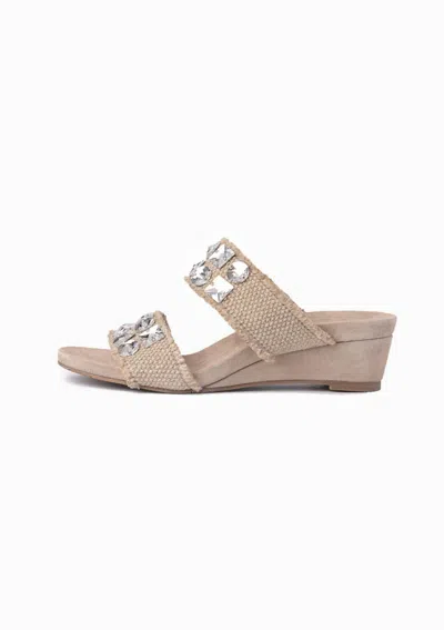Pedro Garcia Women's Wendy Wedge Sandal In Flax Nubby Linen In Neutral
