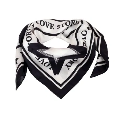 Loveist Store Women's Black / White Lovestory Satin Scarf In Multi