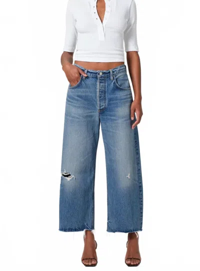 Citizen Of Humanity Ayla Raw Hem Crop Jeans In Solano In Blue