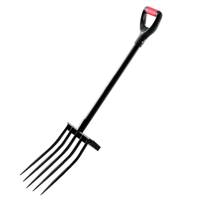 Vevor 5 Tines Garden Fork Tool Metal Handle 41 In Spading Pitchfork Y Grip Heavy Duty - Black In Black