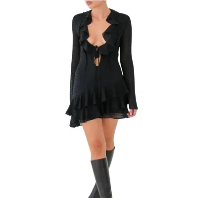 Rumored Waterfall Mini Dress In Black In Black