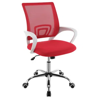 Hivvago Fera Rolling Office Chair, Adjustable Chrome Base, Red Mesh Fabric In Red