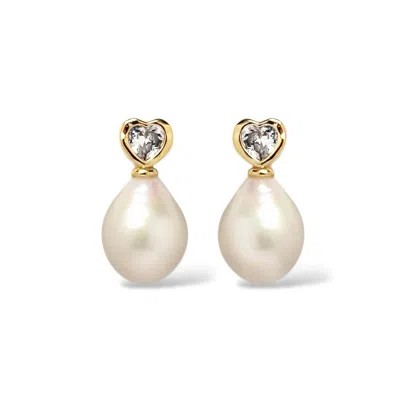 Ninemoo Women's Gold / White Amour Pearl Earrings In Multi