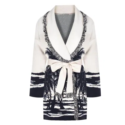 Loveist Store Women's Blue / White The Palm Short Cardigan In Multi