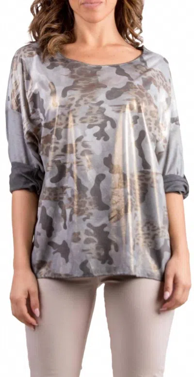 Gigi Moda Di Svago Scoop Neck Sweater In Charcoal In Multi