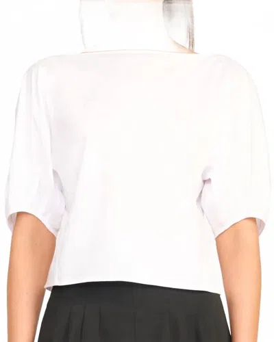 Staud Didi Short Sleeve Top In White In White