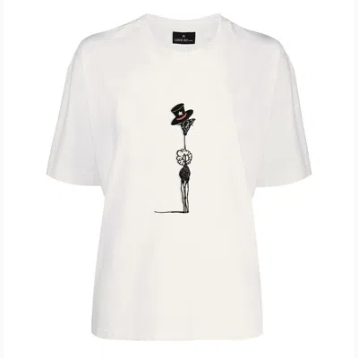 Loveist Store Women's White Giraffa Embroidery Tshirt In White
