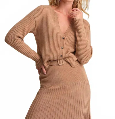 525 America Lorelai Cardigan In Fawn Heather In Brown