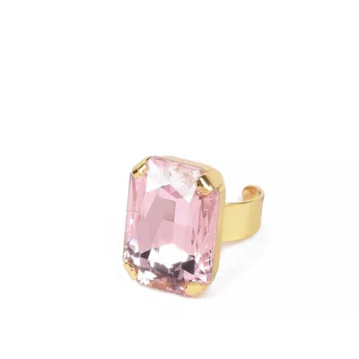 Addicted2 Women's Gold / Pink Celeste Glod Plated Ring With Pink Crystal In Multi