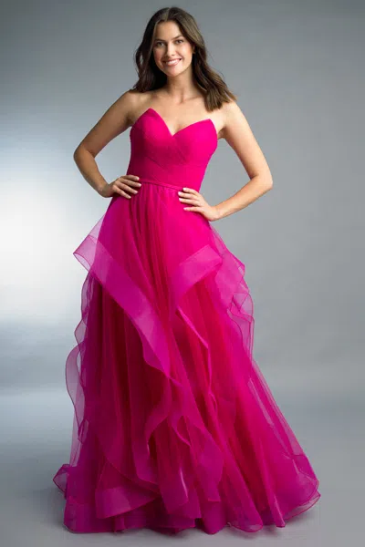 Basix Black Label Cascading Tulle Ballgown By Basix In Pink