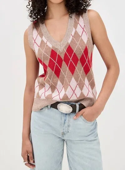 Re/done Argyle Vest In Red Combo In Multi