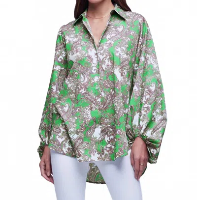L'agence Mickey Tunic Blouse In Grass Green Multi Small Paisley In Multi