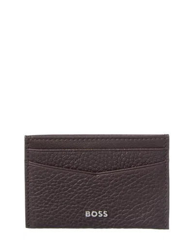 Hugo Boss New Crosstown Leather Card Holder In Black
