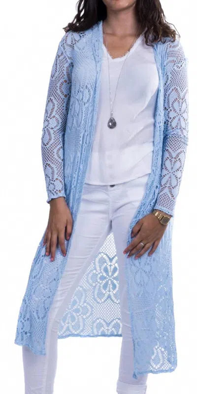 Gigi Moda Clara Long Knit Cardigan In Baby Blue In Blue