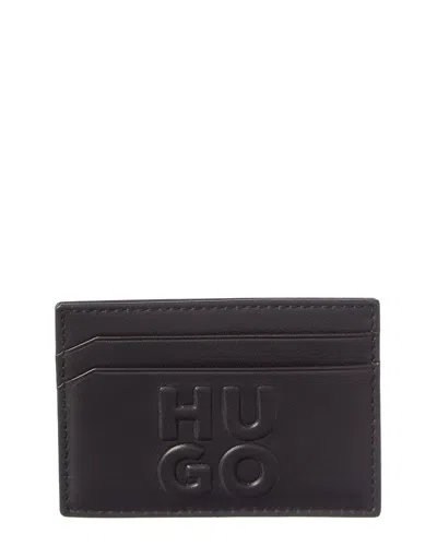 Hugo Boss Hugo Stk Leather Card Holder In Brown
