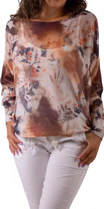 Gigi Moda Donatella Sweater With Abstract Floral Print In White In Multi