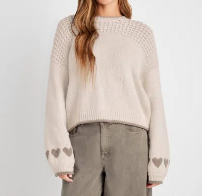 Splendid Charity Hearts Sweater In Oat Heather In Multi