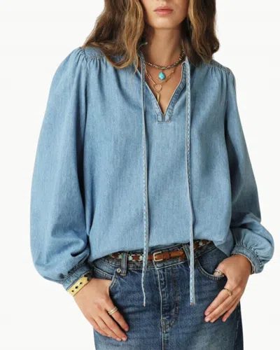 Ba&sh Louise Long Sleeve Shirt In Light Used Blue In Multi