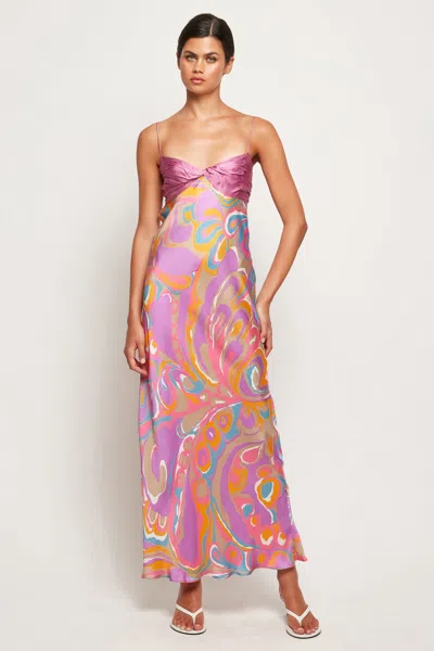 S/w/f Boutique Ruched Bra Slip Midi In Multi