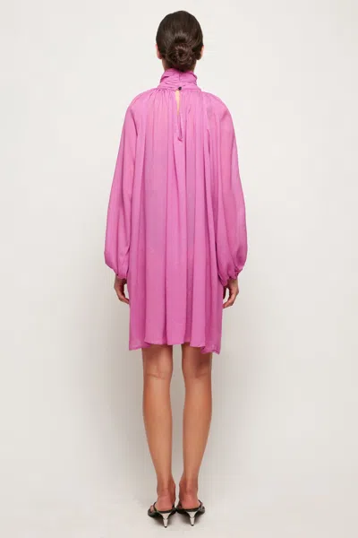 S/w/f Boutique Sheer Balloon Sleeve Mini In Pink