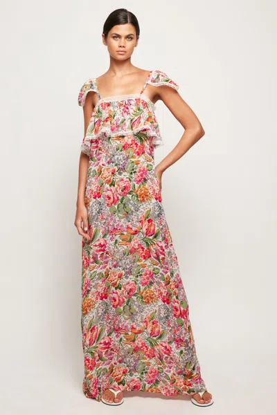 S/w/f Boutique Lace Trim Frill Maxi In Multi