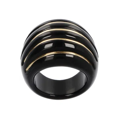 Autentica - Bold Carved Black Onyx Ring In Black