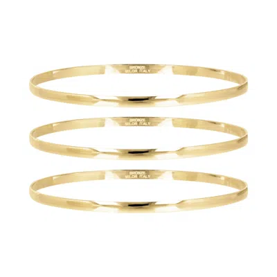 Autentica - Set Of 3 Polished Bangles In Gold